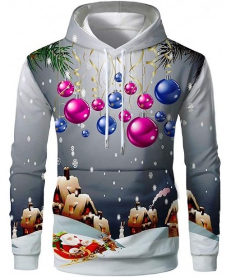 Trunks Couple Cute 3D Santa Print Ugly Christmas Kangaroo Pocket Sweatshirt Hoodies Pullover - Gray a - CT193M34QR8