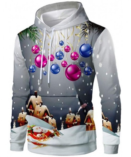 Trunks Couple Cute 3D Santa Print Ugly Christmas Kangaroo Pocket Sweatshirt Hoodies Pullover - Gray a - CT193M34QR8