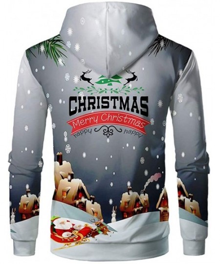 Trunks Couple Cute 3D Santa Print Ugly Christmas Kangaroo Pocket Sweatshirt Hoodies Pullover - Gray a - CT193M34QR8