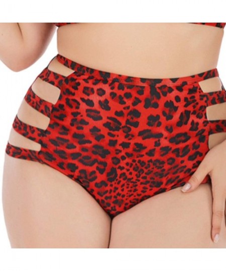 Sets One Piece Swimsuits for Women Sexy Plus Size Printed Contrast Color Strap Bikini One-Piece Swimsuit - Red - CR193WDH5WQ