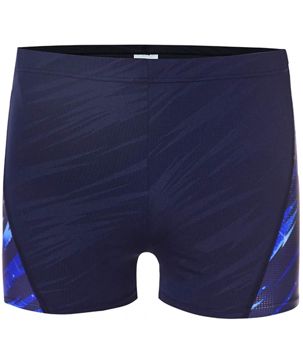 Briefs Men's Athletic Training Jammer Swimsuit Quick Dry Chlorine Resistant Durable Swimming Trunk - Blue Printed - C118OWC02TR