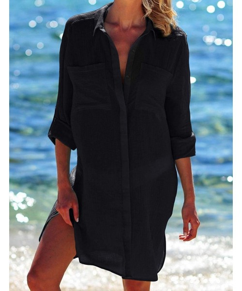 Cover-Ups Casual Swimsuit Cover Up for Women Loose Beach Bikini Dress - C-black - CM1992CUO2X