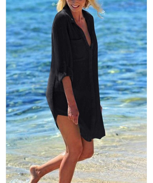 Cover-Ups Casual Swimsuit Cover Up for Women Loose Beach Bikini Dress - C-black - CM1992CUO2X