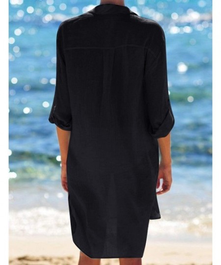 Cover-Ups Casual Swimsuit Cover Up for Women Loose Beach Bikini Dress - C-black - CM1992CUO2X