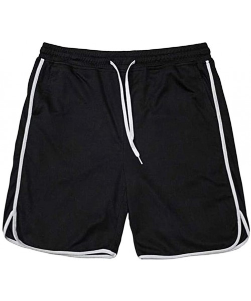 Board Shorts Shorts for Men- Fashionable Men's Elastic Rope Stretch Mesh Pocket Casual Plain Sports Shorts - White - C618TK86U60