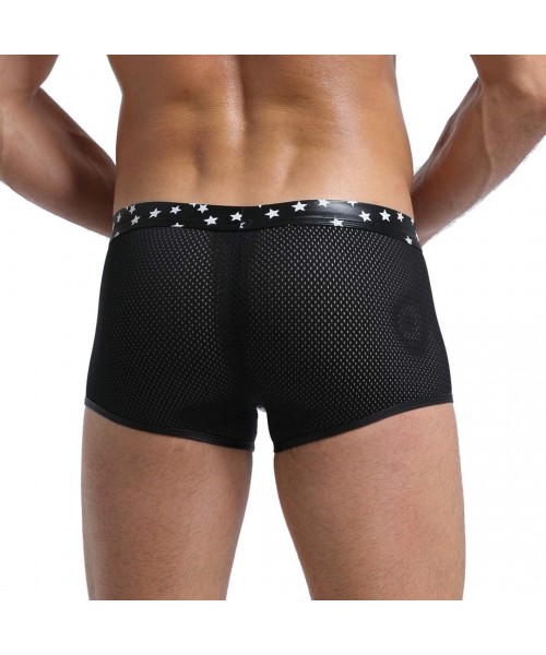 Briefs Men Shiny Metallic Liquid Wet Look Underwear Bikini Swimsuit Underpants Underwear Boxer Brief Trunks - Black Star - CW...