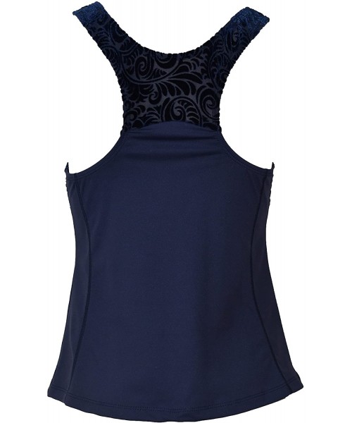 Rash Guards Women Plus Size UPF50+ Swim Tankini Sleeveless Bra Top Rash Guard - Navy With Velvet Navy - C91884EING5