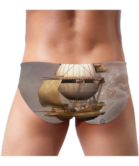 Briefs Vintage Steampunk Airship Mens Sport Drawstring Bikini Swimsuit - CY193TKZS0I