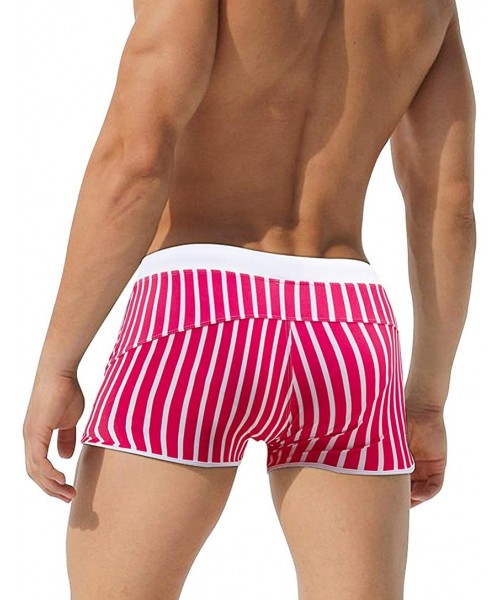 Trunks Men's Swim Briefs Bikini Swimwear Sexy Swimsuit Swimming Short Quick Dry with Drawstring for Men - D-red - CR196I9HI6E