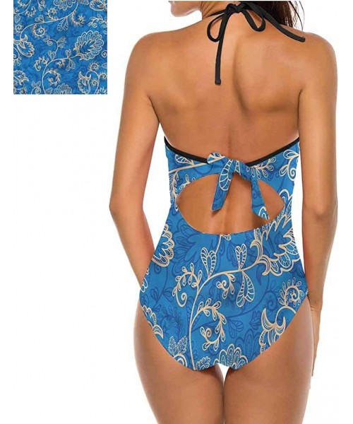 One-Pieces Halter Swimsuits Jean Pattern on Denim Color Make You Feel Fun and Sexy - Multi 19 - CC190X208AR