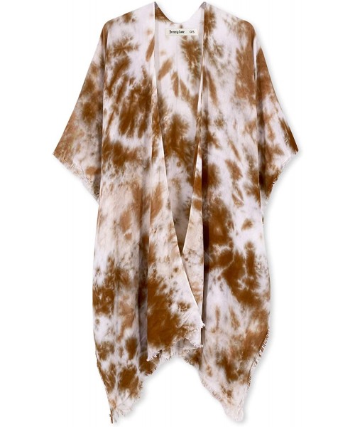 Cover-Ups Women's Beach Coverup Swimsuit Kimono Cardigan with Tie Dye Print - C2 Tie-dye Coffee - C419DEK84HL