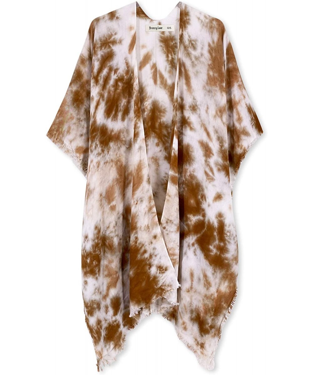 Cover-Ups Women's Beach Coverup Swimsuit Kimono Cardigan with Tie Dye Print - C2 Tie-dye Coffee - C419DEK84HL