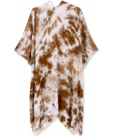 Cover-Ups Women's Beach Coverup Swimsuit Kimono Cardigan with Tie Dye Print - C2 Tie-dye Coffee - C419DEK84HL