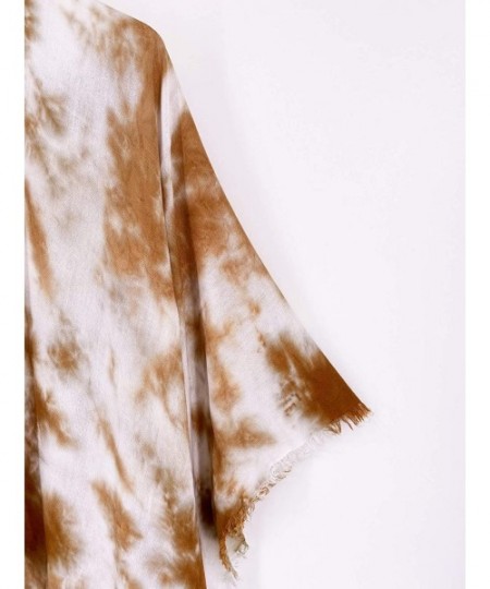 Cover-Ups Women's Beach Coverup Swimsuit Kimono Cardigan with Tie Dye Print - C2 Tie-dye Coffee - C419DEK84HL