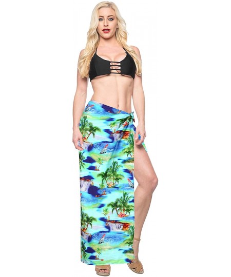 Cover-Ups Women's Plus Size Large Sarong Swimsuit Cover Up Beach Wear Full Long - Blue_y770 - CS18SYK5WG9