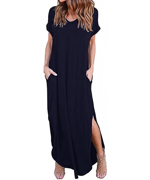 Racing Women Dress- Womens Loose Summer Beach Gallus Short Sleeves Floor-Length Long Dress-SUNSEE - CG18MI4HLKQ