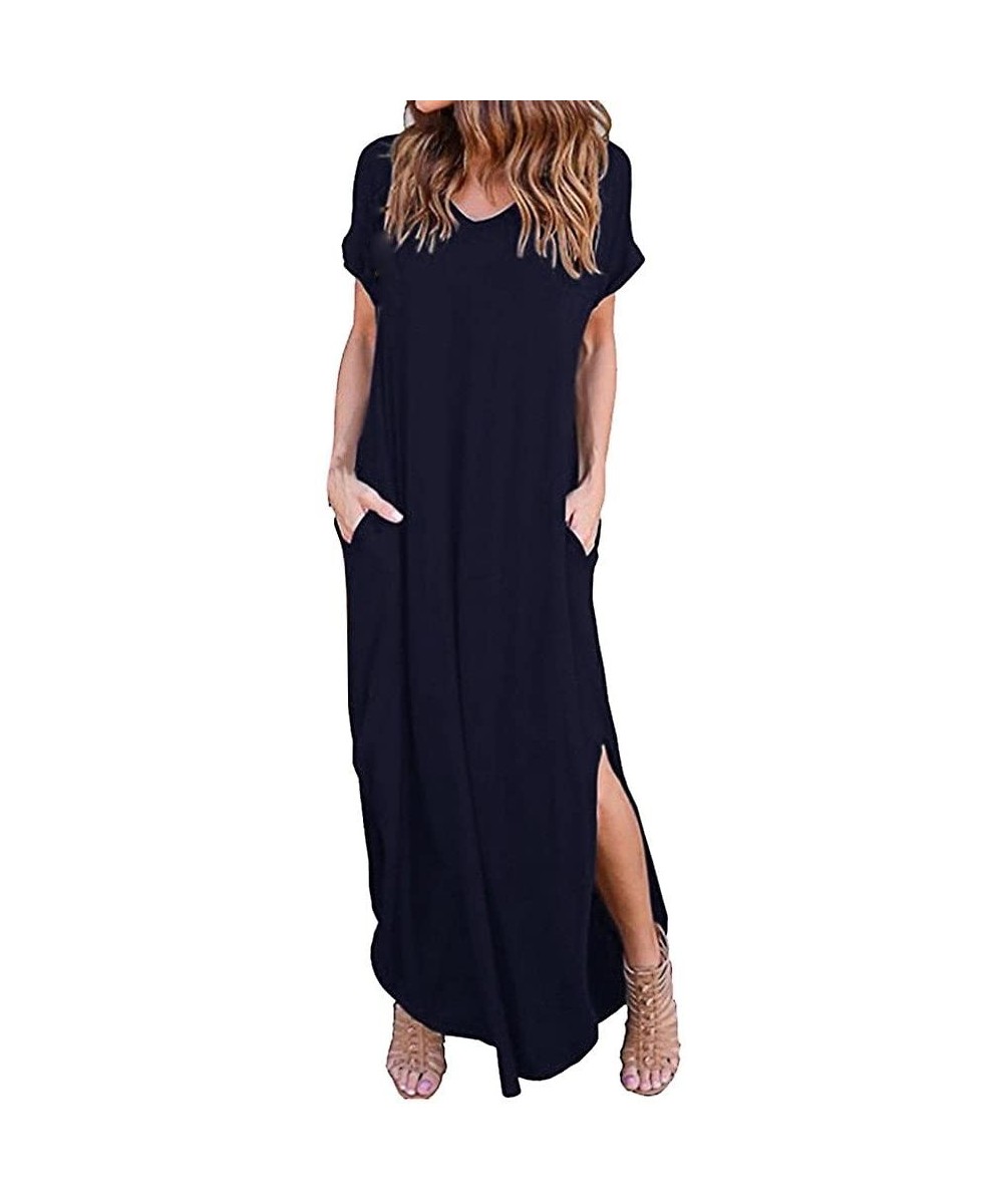 Racing Women Dress- Womens Loose Summer Beach Gallus Short Sleeves Floor-Length Long Dress-SUNSEE - CG18MI4HLKQ