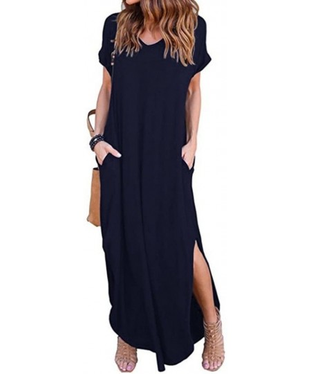 Racing Women Dress- Womens Loose Summer Beach Gallus Short Sleeves Floor-Length Long Dress-SUNSEE - CG18MI4HLKQ