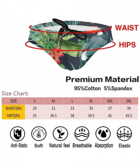 Briefs Tropical Pattern Flower Men's Swim Briefs Print Drawstring Swimwear Sexy Bathing Suit - Black - C619C6O6022