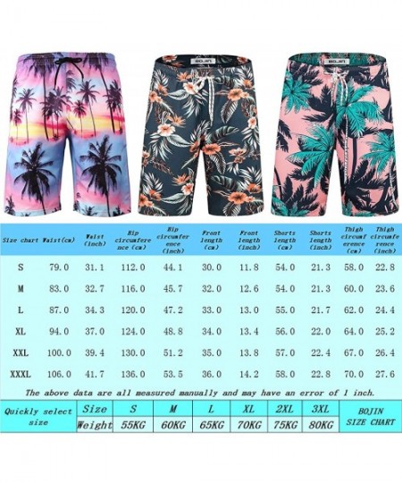 Board Shorts Mens Swim Trunks with Pockets Beach Swimwear Quick Dry Long Elastic Waistband Board Shorts Bathing Suits Holiday...