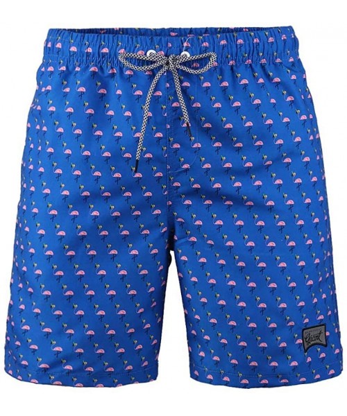 Trunks Men's Performance Swim Trunks Graphic With Pocket Mesh Lining - Flamingo-tm Blue - CU18TLNAY4E