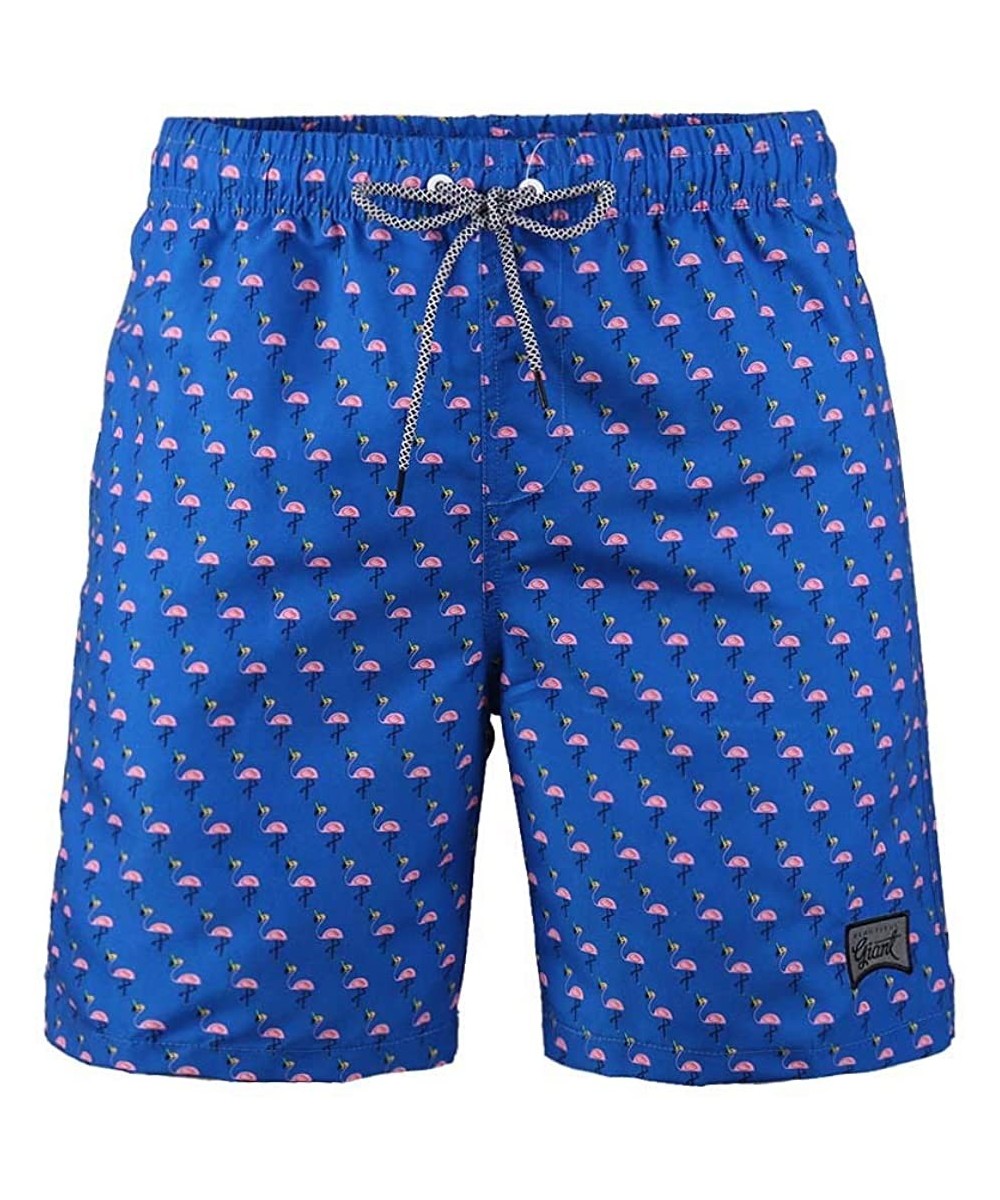 Trunks Men's Performance Swim Trunks Graphic With Pocket Mesh Lining - Flamingo-tm Blue - CU18TLNAY4E