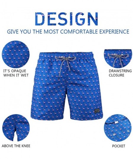 Trunks Men's Performance Swim Trunks Graphic With Pocket Mesh Lining - Flamingo-tm Blue - CU18TLNAY4E