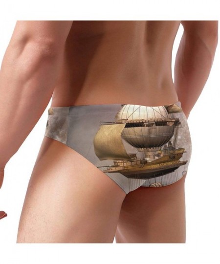 Briefs Vintage Steampunk Airship Mens Sport Drawstring Bikini Swimsuit - CY193TKZS0I