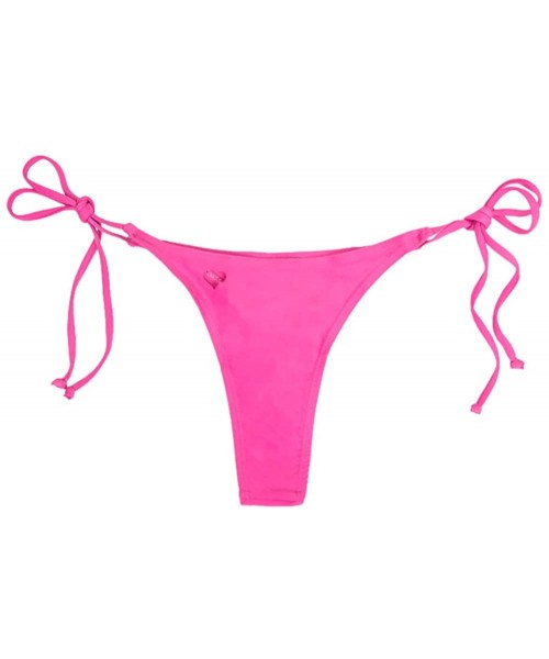 Tankinis Women Swimwear Brazilian Cheeky Bikini Bottom Side Tie Thong Bathing Swimsuit - Hot Pink - C518OEEG07I