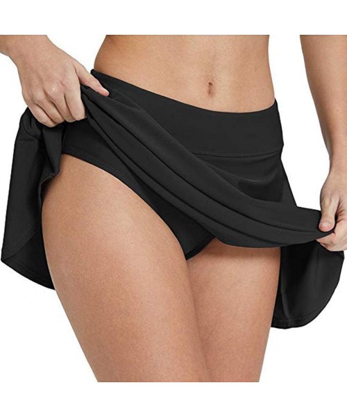 Bottoms ⭐Women's High Waisted Swim Skirt Bikini Tankini Bottom Tulip Hem Shirring Swim Skirt Swimsuit Bikini Underwear Black ...