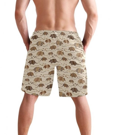 Racing Men's Quick Dry Swim Trunks Sportwear Beach Board Shorts Manatee Cartoon - Desert Armadillo - CM195NCX6NR