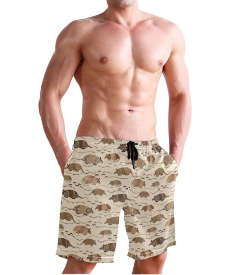 Racing Men's Quick Dry Swim Trunks Sportwear Beach Board Shorts Manatee Cartoon - Desert Armadillo - CM195NCX6NR