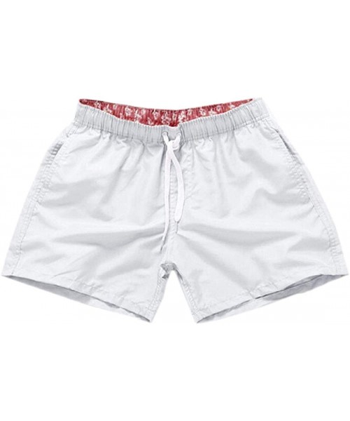 Board Shorts Mens Swimming Shorts Swimwear Swimsuit Boardshorts with Pocket - White - CO18UWIRDED