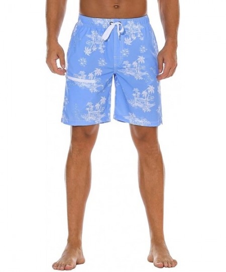 Board Shorts Men's Swim Trunks Water Sport Printed Quick Dry Drawsting - Blue-219 - CK18O6W6UN2