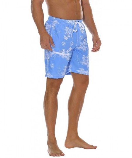 Board Shorts Men's Swim Trunks Water Sport Printed Quick Dry Drawsting - Blue-219 - CK18O6W6UN2