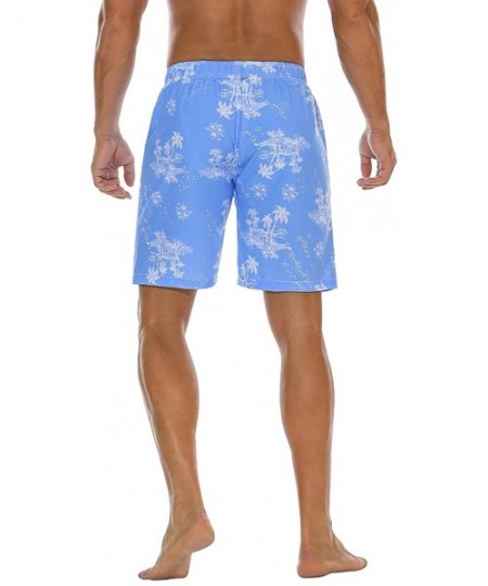 Board Shorts Men's Swim Trunks Water Sport Printed Quick Dry Drawsting - Blue-219 - CK18O6W6UN2