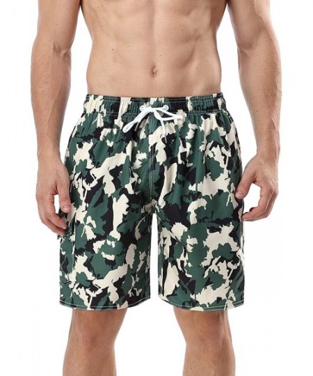 Trunks Men's Quick Dry Swim Trunks Bathing Suit Striped Shorts with Pockets - Camouflage - C818DGXMH3D