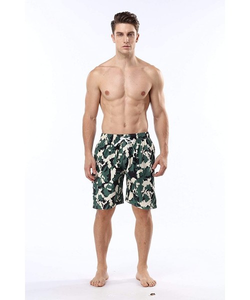 Trunks Men's Quick Dry Swim Trunks Bathing Suit Striped Shorts with Pockets - Camouflage - C818DGXMH3D