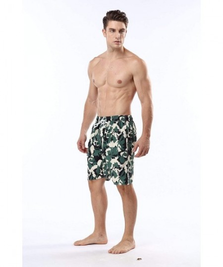 Trunks Men's Quick Dry Swim Trunks Bathing Suit Striped Shorts with Pockets - Camouflage - C818DGXMH3D