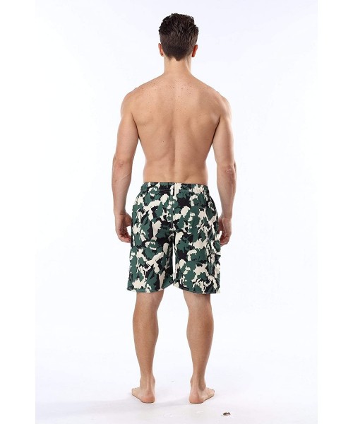 Trunks Men's Quick Dry Swim Trunks Bathing Suit Striped Shorts with Pockets - Camouflage - C818DGXMH3D