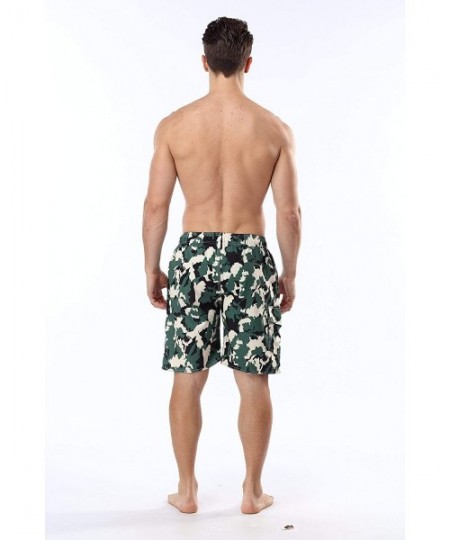 Trunks Men's Quick Dry Swim Trunks Bathing Suit Striped Shorts with Pockets - Camouflage - C818DGXMH3D