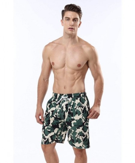 Trunks Men's Quick Dry Swim Trunks Bathing Suit Striped Shorts with Pockets - Camouflage - C818DGXMH3D