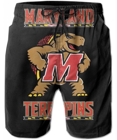 Board Shorts Men's Quick Dry Swim Shorts with Mesh Lining Swimwear Bathing Suits Leisure Shorts - Maryland Terrapins-22 - C21...