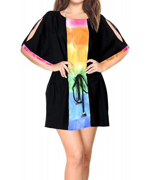 Cover-Ups Women's Rayon Beach Cover up Swimsuit Kimono Cardigan with Bohemian Floral Print - Halloween Black_b5 - C3180ZRQCR7