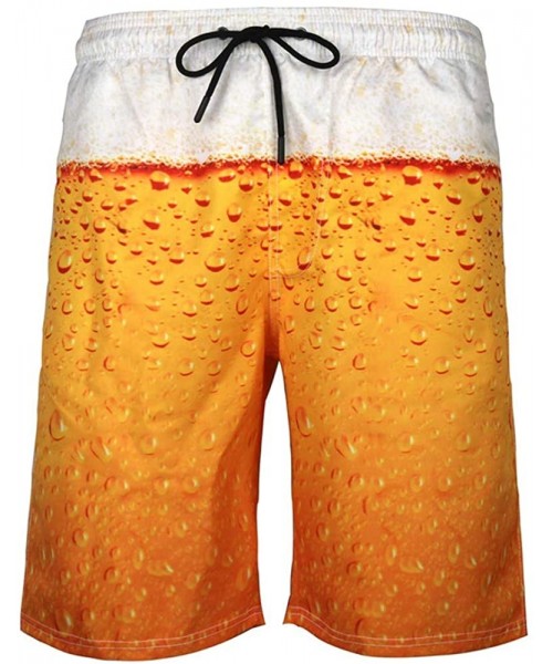 Board Shorts Men's Swim Trunks Athletic Training Sportswear Quick Dry Shorts Cool Printed Beachwear - Orange Beer - CU18W72HSM3