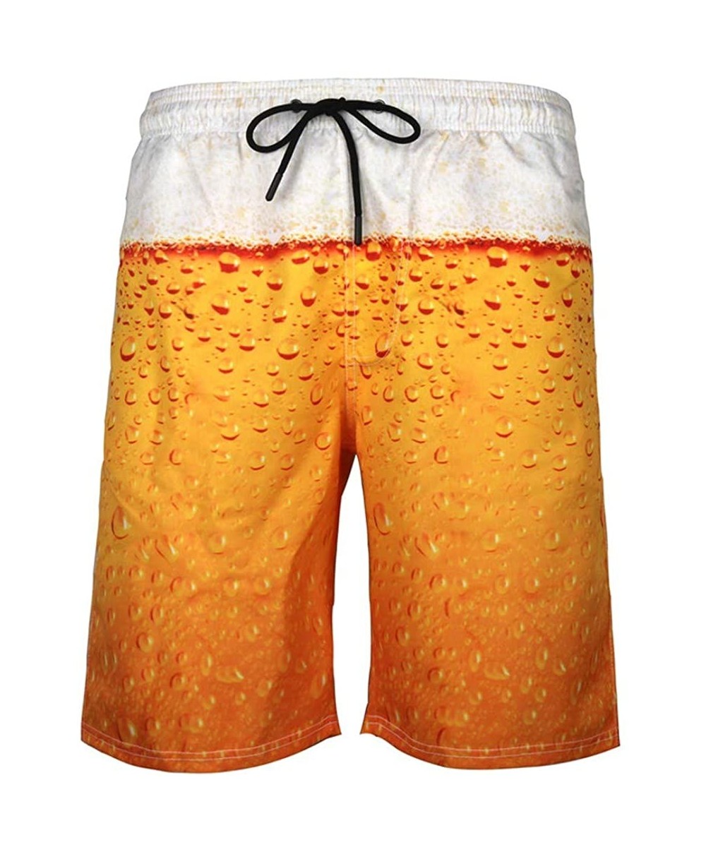 Board Shorts Men's Swim Trunks Athletic Training Sportswear Quick Dry Shorts Cool Printed Beachwear - Orange Beer - CU18W72HSM3