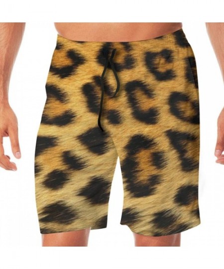 Board Shorts Men Beach Shorts Swim Trunks red Black Plaid Buffalo Checked Swimsuit Boardshort - Leopard Animal Print - C4199L...