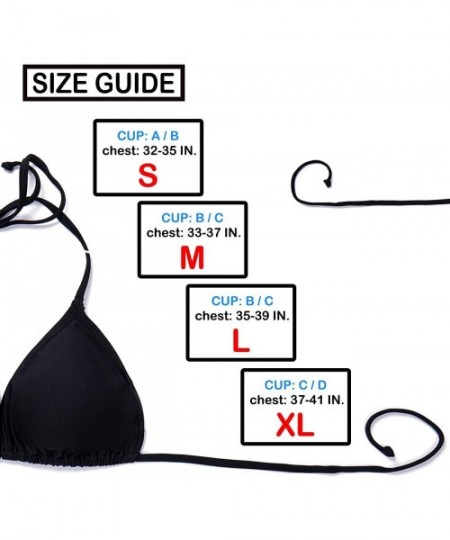 Sets Women's Sexy Padded V-Neck Triangle Bikini Top Push up Lace-up Classic Retro Separates Swimwear - 1 Black - CH188WTTC00