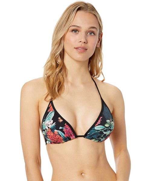 Tops Women's DITA Triangle Slider Bikini Top Swimsuit - Cleo Black Floral Rib - CD18NZ9Z484