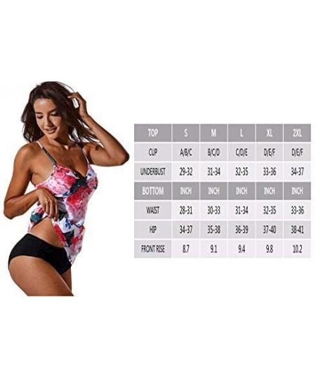 One-Pieces Womens Sexy Tankini Swimsuits with Shorts Floral Print Tummy Control Suits - Hawai Blue - CR18EQQAE94